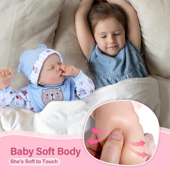 17inch Vinyl Silicone Body Newborn Baby Doll Sleeping Doll with Feeding Kit - Picture 2 of 7